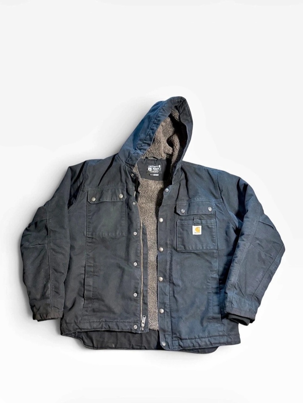 Carhartt 103826 Bartlett Jacket Men’s M Black Sherpa Lined Hooded Workwear